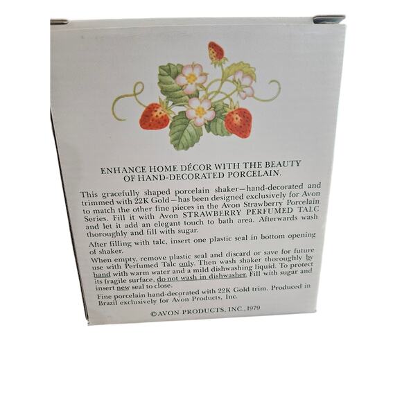 VINTAGE Avon Strawberry Porcelain Sugar Shaker and Talc - Picture 2 of 5